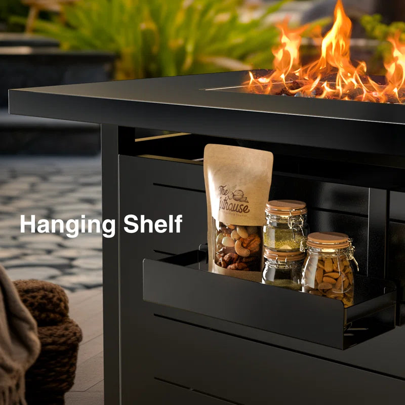 Laurean 25" H X 43" W Propane Fire Table Outdoor Fire Pit with Lid