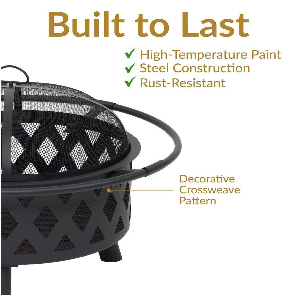 30 In. (76.2 Cm) Black Crossweave Fire Bowl Fire Pit