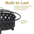 30 In. (76.2 Cm) Black Crossweave Fire Bowl Fire Pit