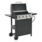 Propane Gas Grill 4 Burner Barbecue Grill,Outdoor Propane Gas Grill,Stainless Steel 34,000 BTU Patio Garden Barbecue Grill with 2 Foldable Shelves Wheels and Bottle Opener