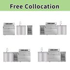 43 In. 6-Burner 85,000 BTU Stainless Steel Outdoor Kitchen BBQ Grill Island, Wine Refrigerator, Rotisserie, in Sliver