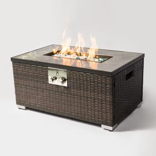 32 In. Propane Fire Pit Table, 40,000 BTU Auto-Ignition Gas Fire Table for outside Patio