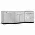 Newage Products Outdoor Kitchen 4 Piece Cabinet Set in Stainless Steel with Countertop and Covers