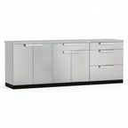 Newage Products Outdoor Kitchen 4 Piece Cabinet Set in Stainless Steel with Countertop and Covers