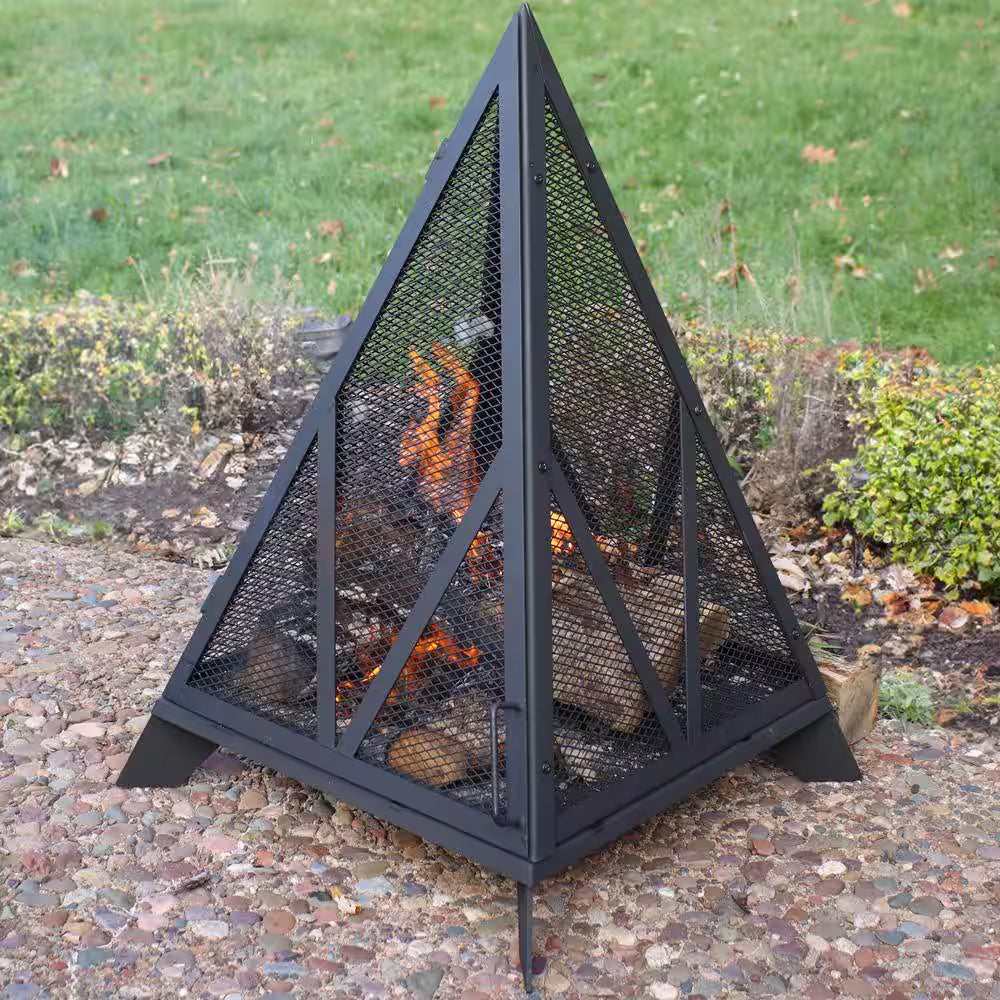 Majestic Pyramid Steel Mesh Wood Burning Fire Bowl Pit