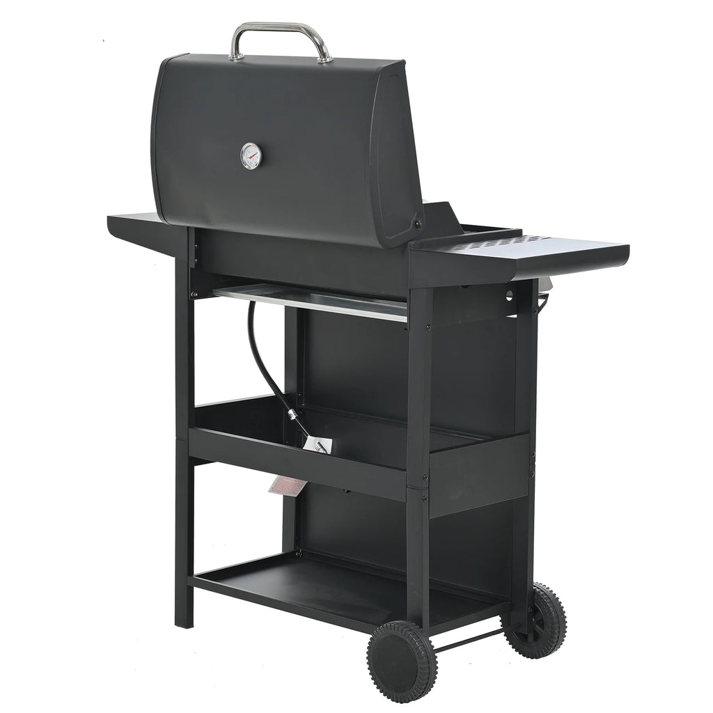 Propane Gas Grill 4 Burner Barbecue Grill,Outdoor Propane Gas Grill,Stainless Steel 34,000 BTU Patio Garden Barbecue Grill with 2 Foldable Shelves Wheels and Bottle Opener