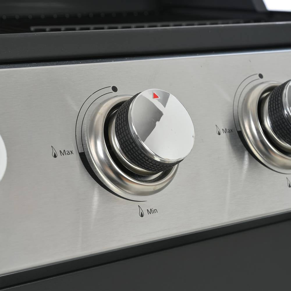 Propane Grill 4 Burner Barbecue Grill Stainless Steel Gas Grill in Black