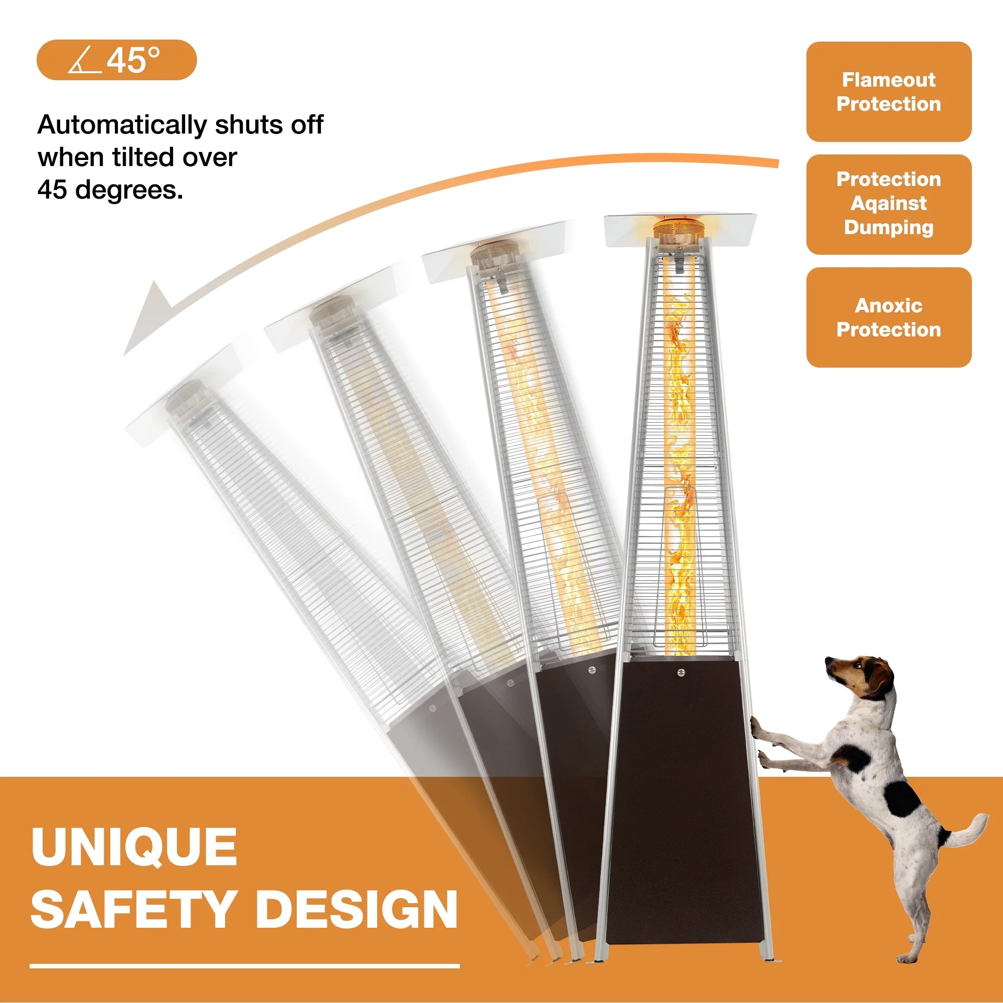 Patio Heater, 48000 BTU Outdoor Pyramid Patio Heater for Outdoor Use, Bronze