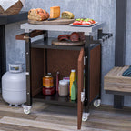 Outdoor Grill Cart with Stainless Steel Tabletop - Versatile Patio Kitchen Island Cart on Wheels with Storage, Movable BBQ Serving Cart Rolling Bar Cart