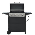 Propane Gas Grill 4 Burner Barbecue Grill,Outdoor Propane Gas Grill,Stainless Steel 34,000 BTU Patio Garden Barbecue Grill with 2 Foldable Shelves Wheels and Bottle Opener