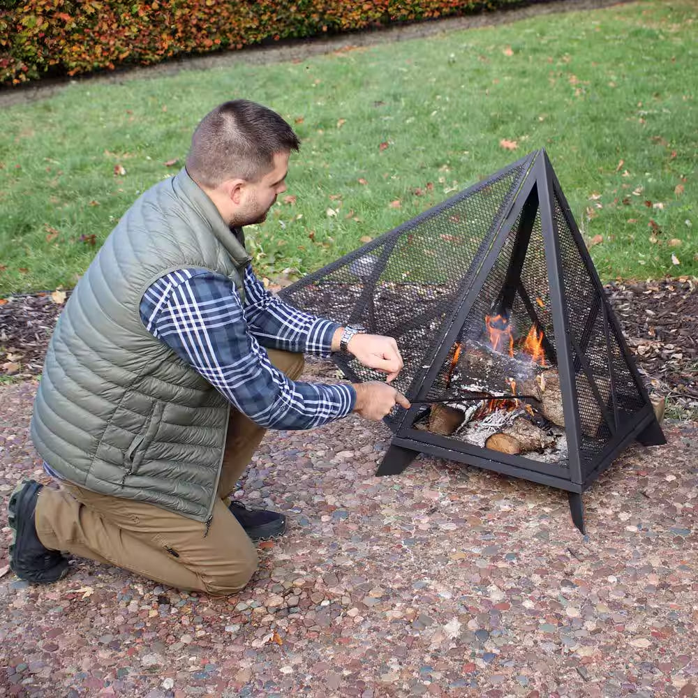 Majestic Pyramid Steel Mesh Wood Burning Fire Bowl Pit