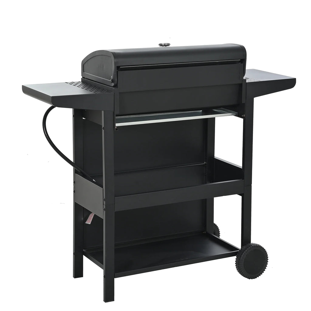 Propane Gas Grill 4 Burner Barbecue Grill,Outdoor Propane Gas Grill,Stainless Steel 34,000 BTU Patio Garden Barbecue Grill with 2 Foldable Shelves Wheels and Bottle Opener