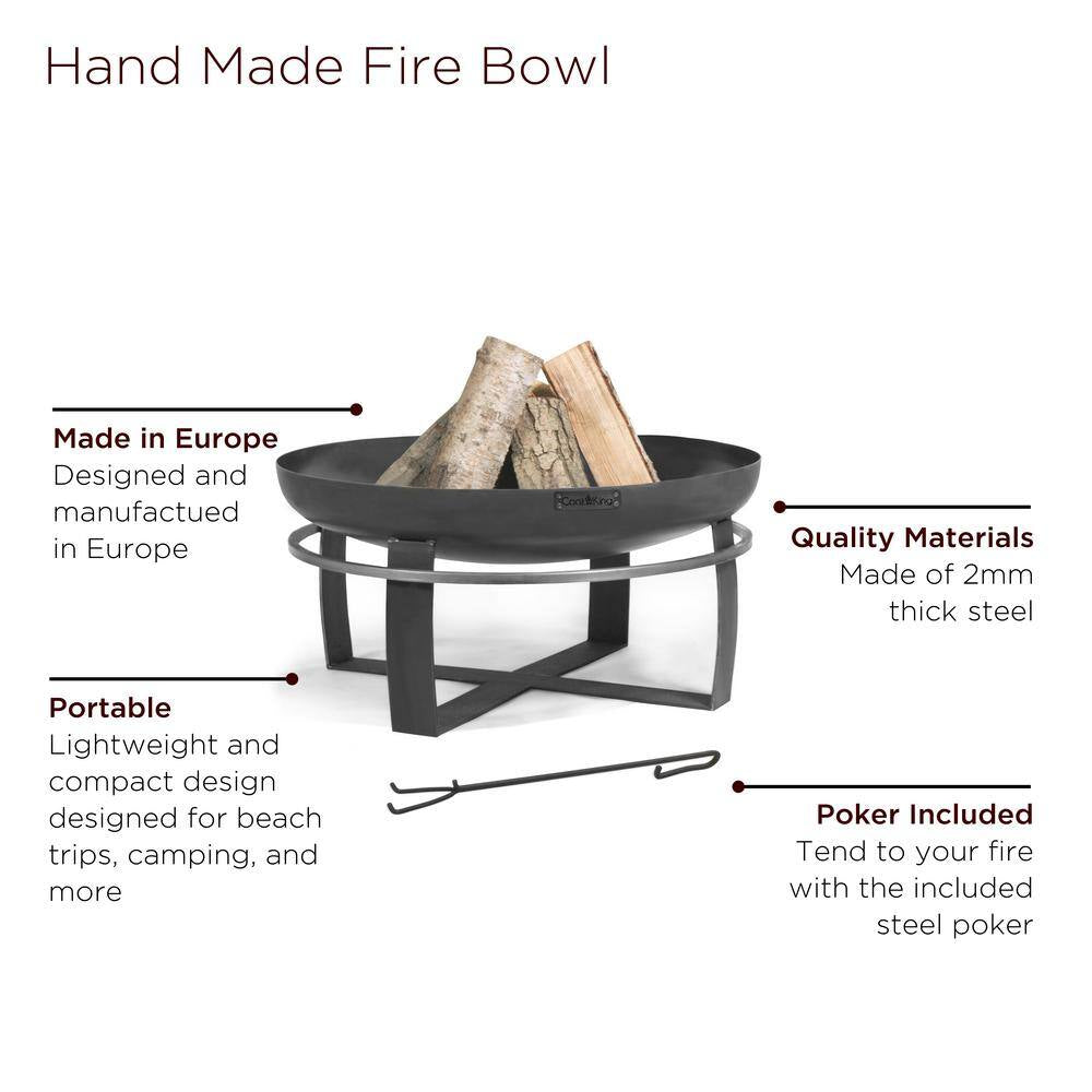 Cook King 111262 Viking Fire Bowl, 31.5 In. Dia, Wood Burning Fire Pit