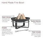 Cook King 111262 Viking Fire Bowl, 31.5 In. Dia, Wood Burning Fire Pit