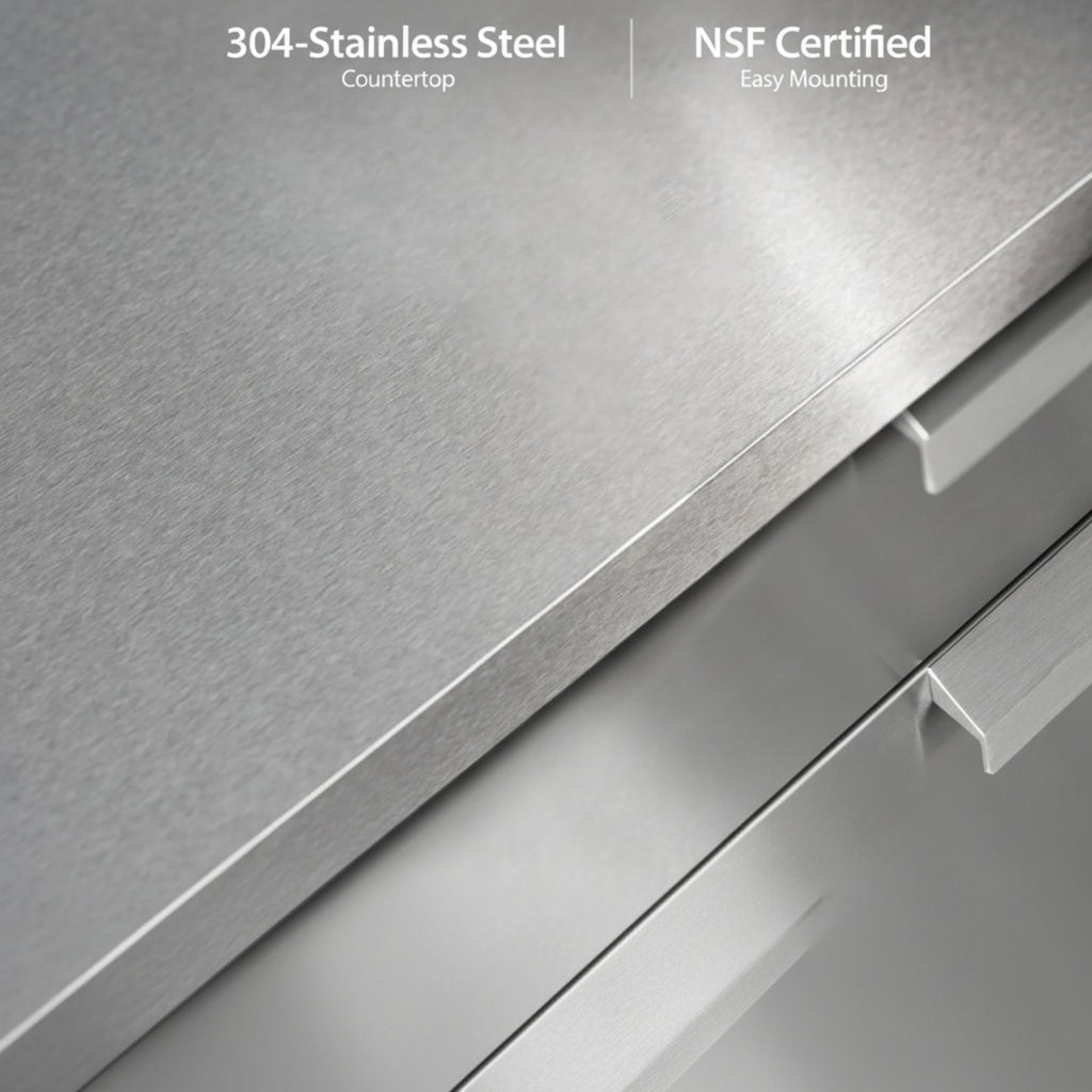 Newage Products Outdoor Kitchen 4 Piece Cabinet Set in Stainless Steel with Countertop and Covers