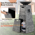 48'' Outdoor Propane Fire Bowl Column W/ Lava Rocks & PVC Cover 30,000 BTU
