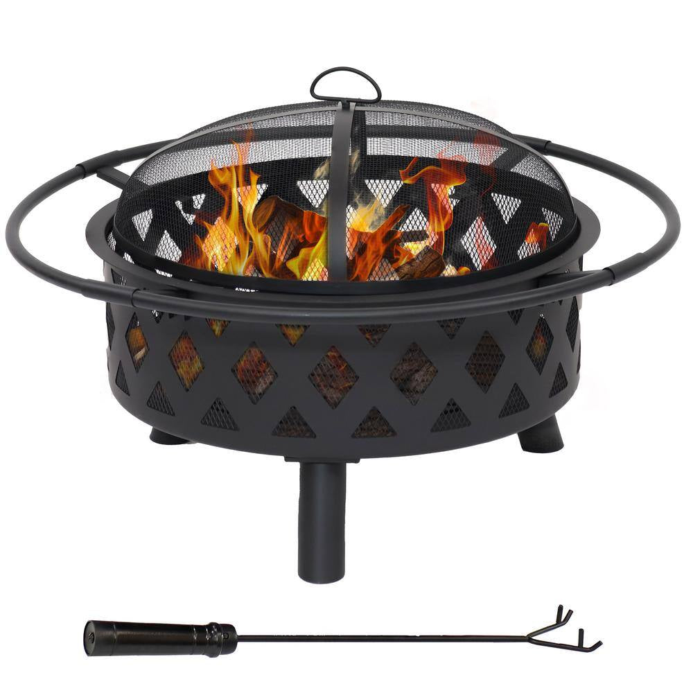 30 In. (76.2 Cm) Black Crossweave Fire Bowl Fire Pit