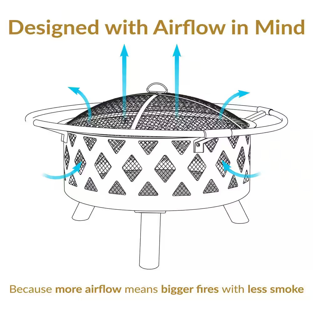 30 In. (76.2 Cm) Black Crossweave Fire Bowl Fire Pit