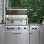 Newage Products Outdoor Kitchen 4 Piece Cabinet Set in Stainless Steel with Countertop and Covers