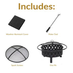 30 In. (76.2 Cm) Black Crossweave Fire Bowl Fire Pit
