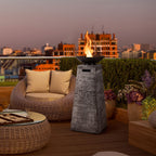 48'' Outdoor Propane Fire Bowl Column W/ Lava Rocks & PVC Cover 30,000 BTU