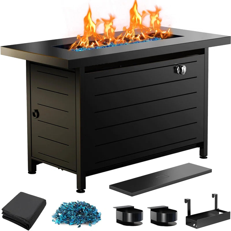 Laurean 25" H X 43" W Propane Fire Table Outdoor Fire Pit with Lid