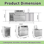43 In. 6-Burner 85,000 BTU Stainless Steel Outdoor Kitchen BBQ Grill Island, Wine Refrigerator, Rotisserie, in Sliver