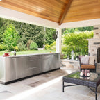 Newage Products Outdoor Kitchen 4 Piece Cabinet Set in Stainless Steel with Countertop and Covers