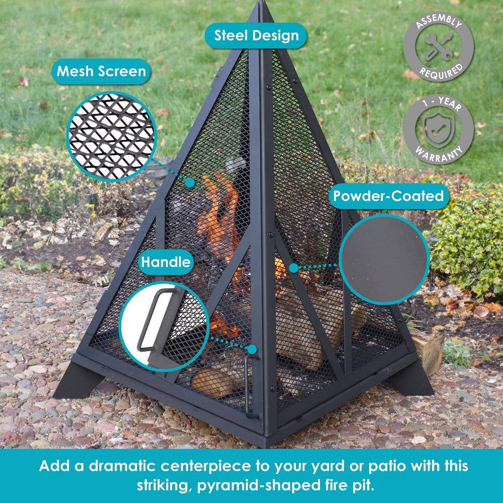 Majestic Pyramid Steel Mesh Wood Burning Fire Bowl Pit