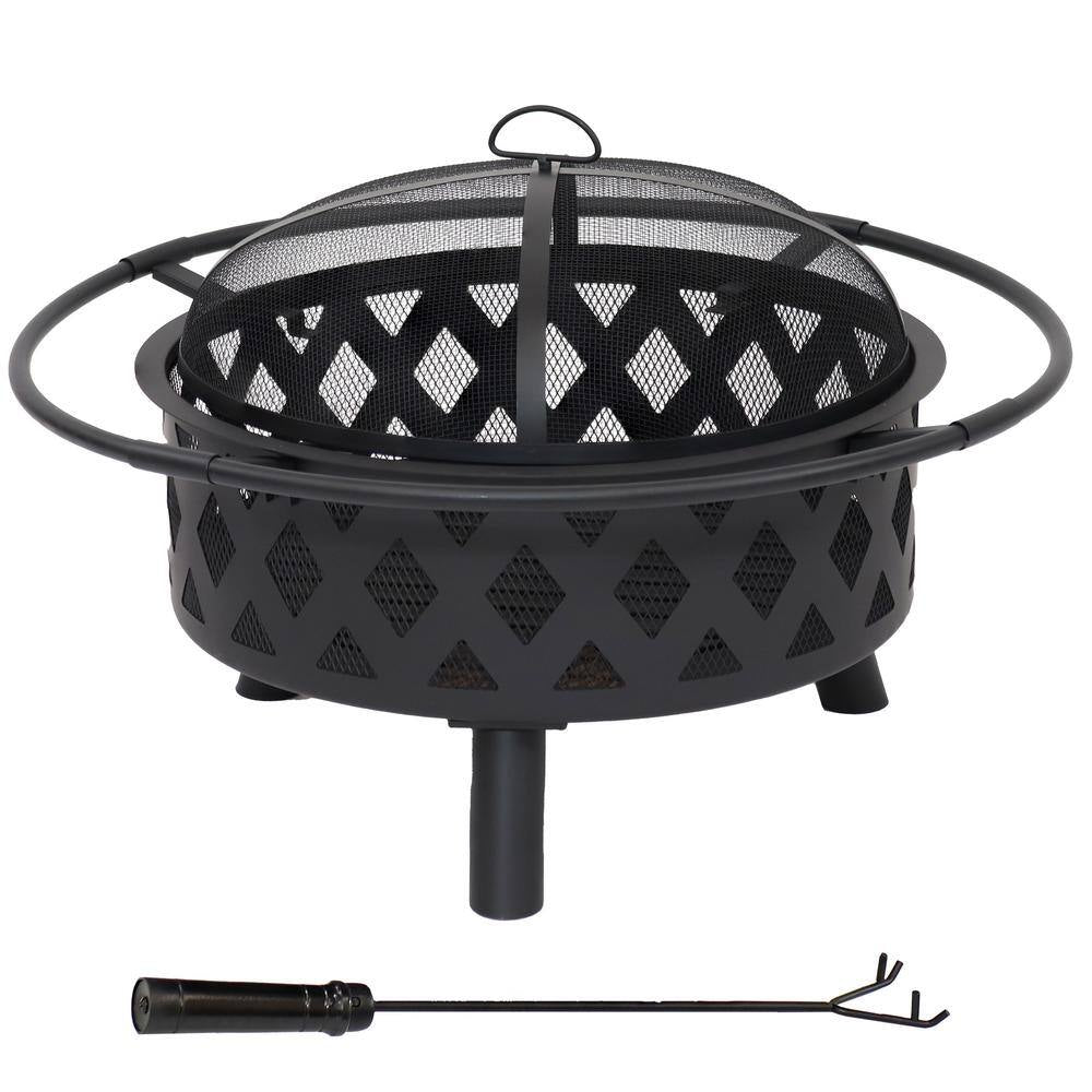 30 In. (76.2 Cm) Black Crossweave Fire Bowl Fire Pit