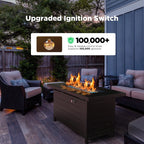 Laurean 25" H X 43" W Propane Fire Table Outdoor Fire Pit with Lid