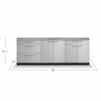 Newage Products Outdoor Kitchen 4 Piece Cabinet Set in Stainless Steel with Countertop and Covers