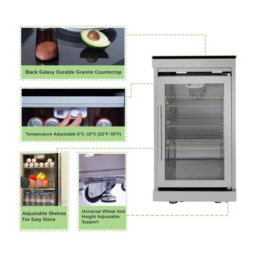 43 In. 6-Burner 85,000 BTU Stainless Steel Outdoor Kitchen BBQ Grill Island, Wine Refrigerator, Rotisserie, in Sliver