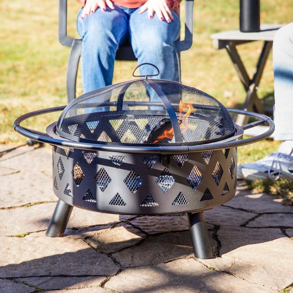 30 In. (76.2 Cm) Black Crossweave Fire Bowl Fire Pit