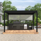 Akoah 4-Piece Modular Outdoor Kitchen Island Set with 8-Burner Grill, Fridge & Wheels