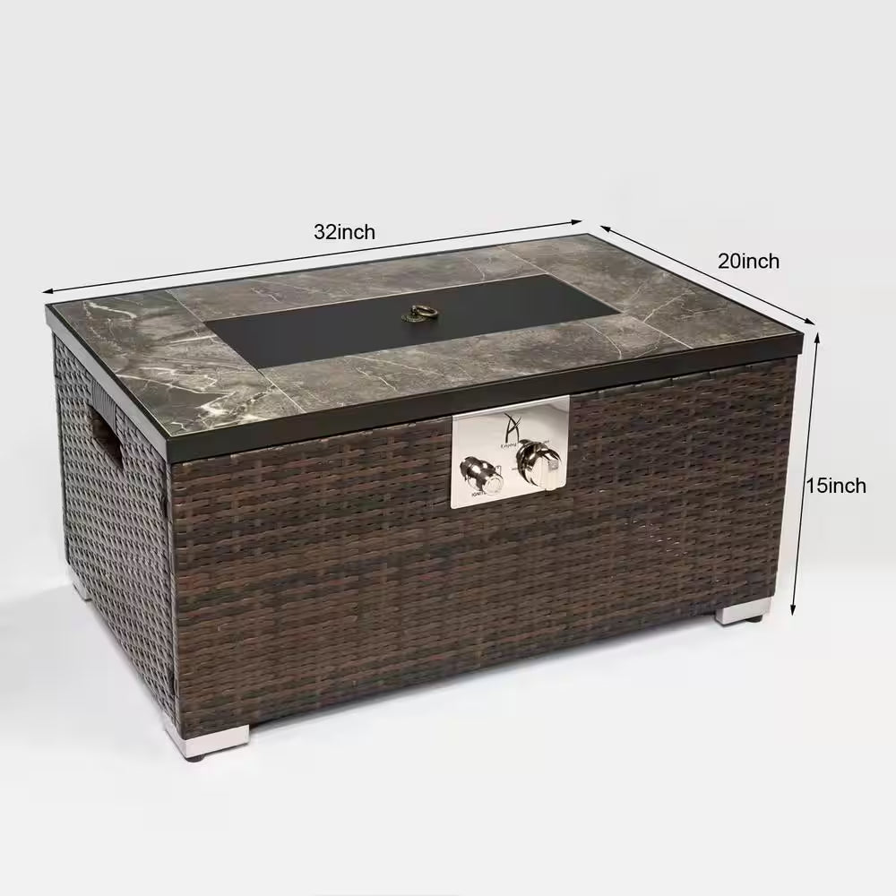 32 In. Propane Fire Pit Table, 40,000 BTU Auto-Ignition Gas Fire Table for outside Patio