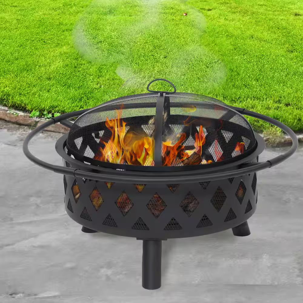 30 In. (76.2 Cm) Black Crossweave Fire Bowl Fire Pit