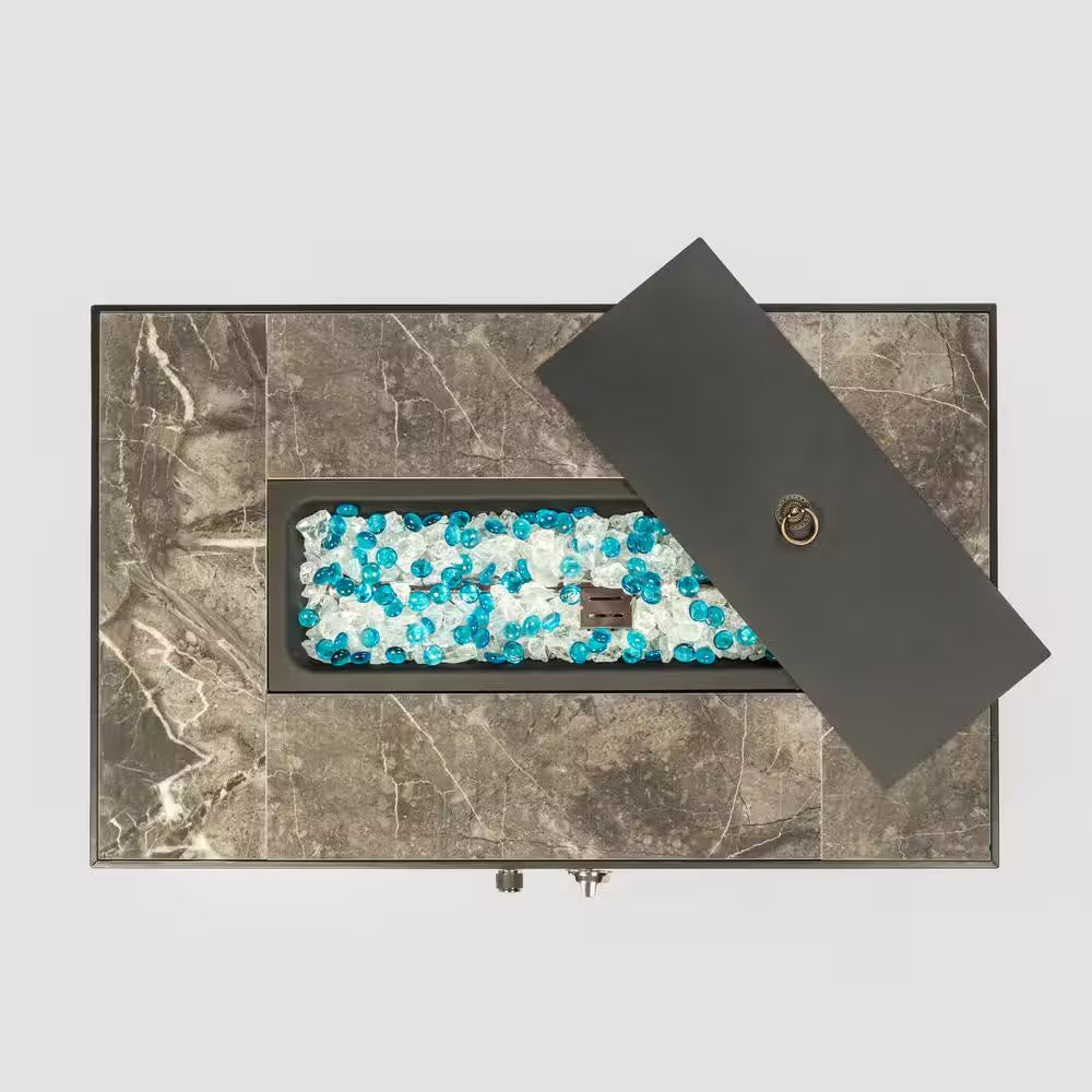 32 In. Propane Fire Pit Table, 40,000 BTU Auto-Ignition Gas Fire Table for outside Patio