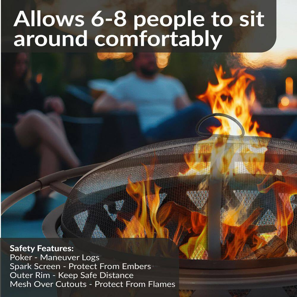 30 In. (76.2 Cm) Black Crossweave Fire Bowl Fire Pit