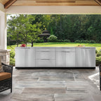 Newage Products Outdoor Kitchen 4 Piece Cabinet Set in Stainless Steel with Countertop and Covers
